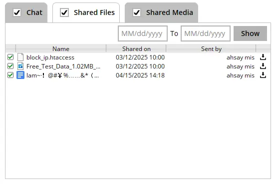Chat shared files and media