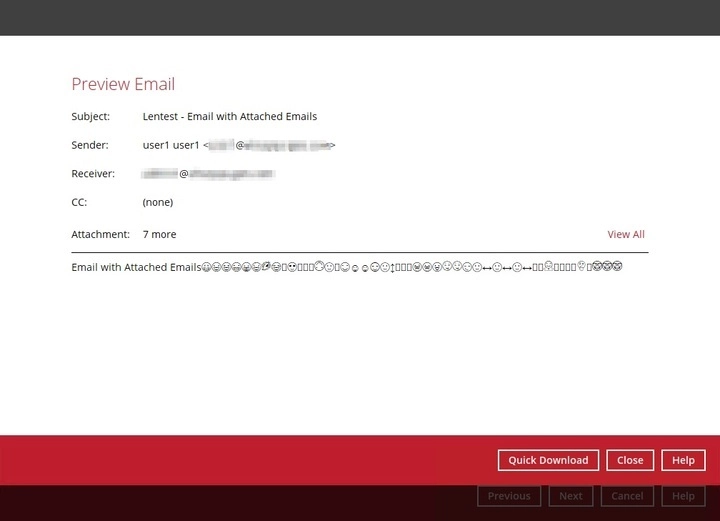 Previewing an email before restoring