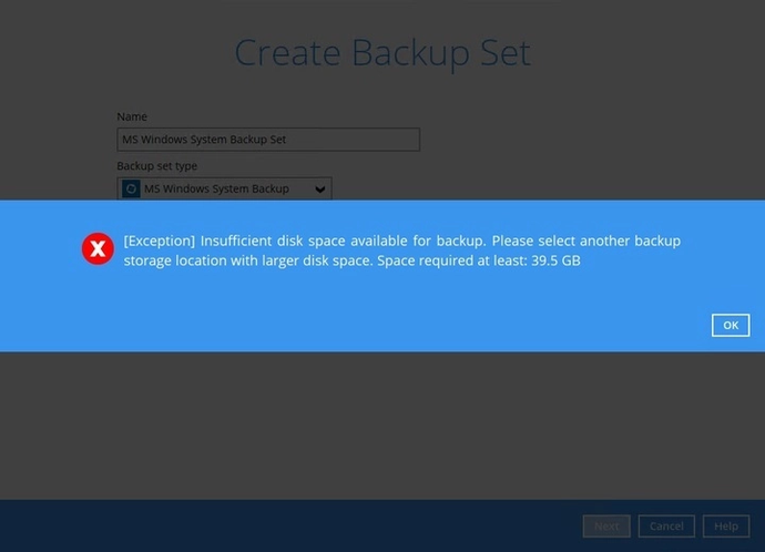 Windows system backup set step