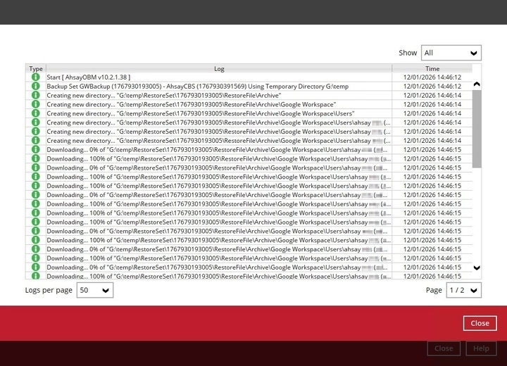 Restore log