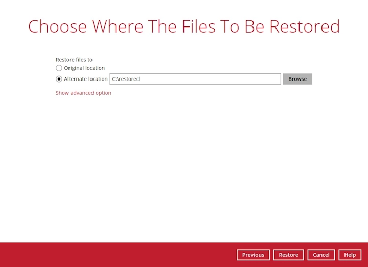 Starting the restore