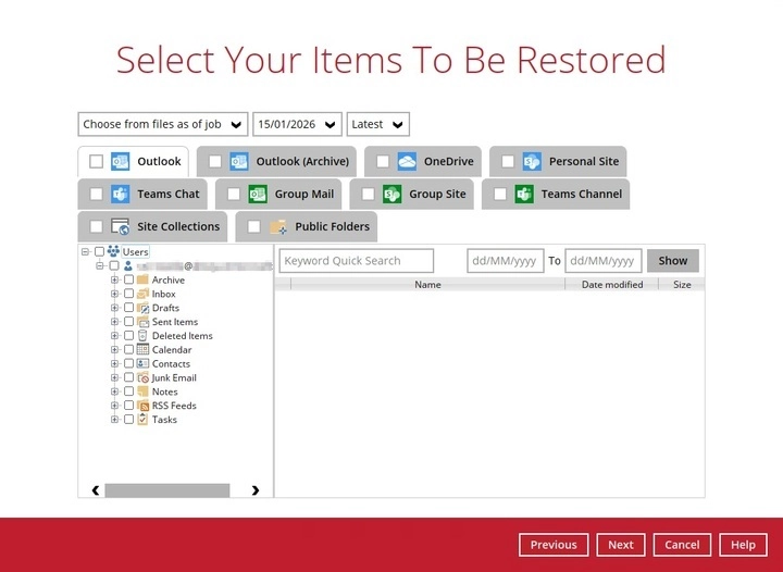 All data type tabs available for selection