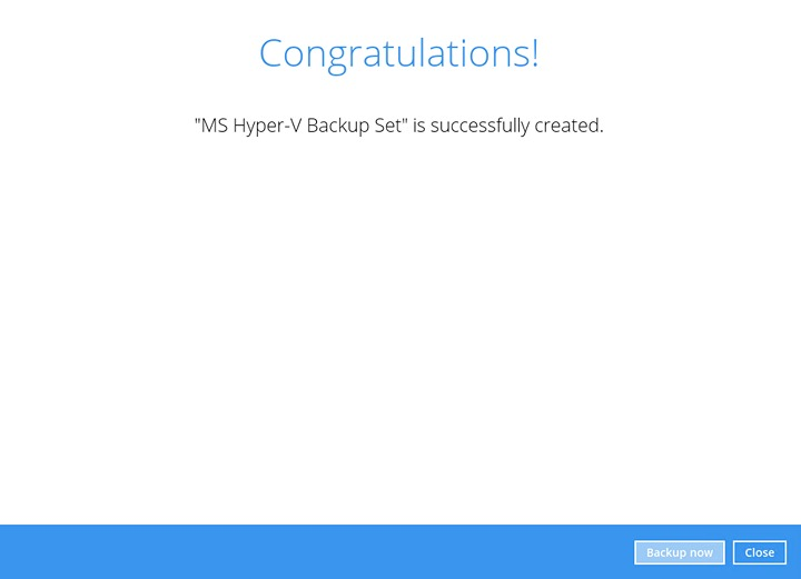 Hyper-V backup set step