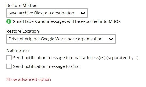 Exporting to the Drive of the original organisation