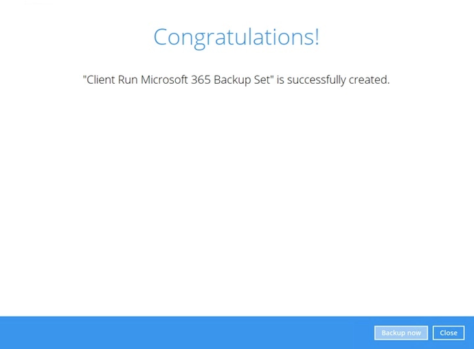 Microsoft 365 backup set step