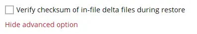 Advanced restore option