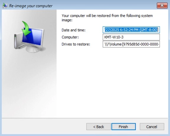 Windows system restore step