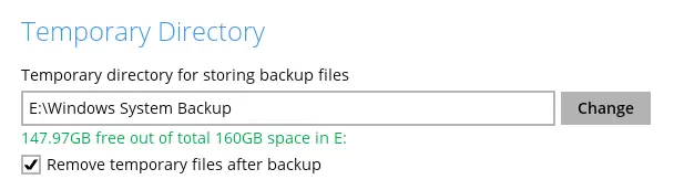 Windows system backup set step