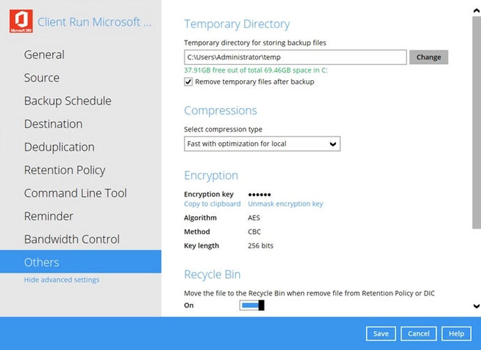 Microsoft 365 backup set step