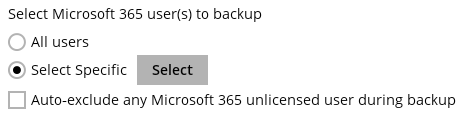 Microsoft 365 backup set step