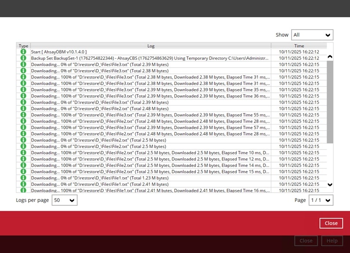 Restore log