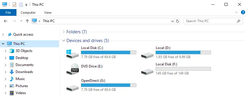 Mounted drive in File Explorer