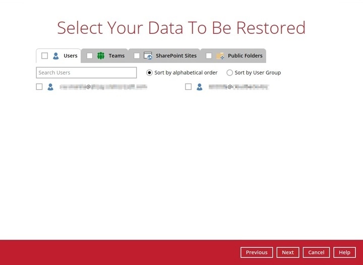 Selecting the data source to restore from