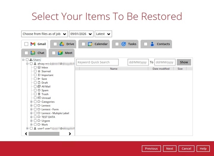 Google services available for restore