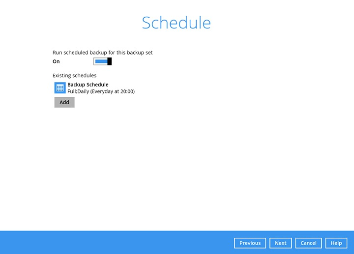 Hyper-V backup set step