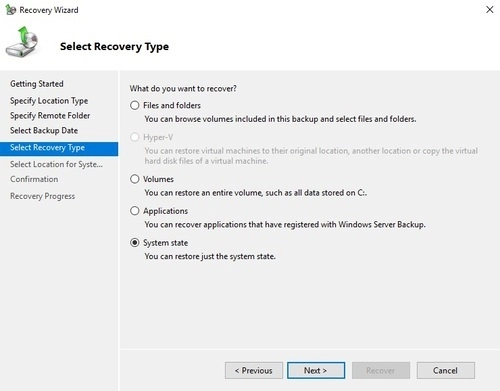 Windows system restore step
