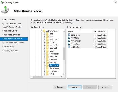 Windows system restore step