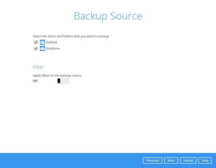 Microsoft 365 backup set step