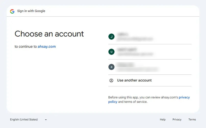 Google Workspace backup set step
