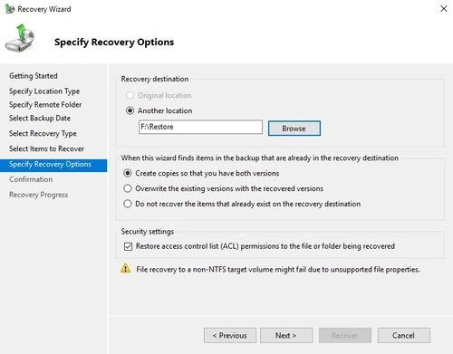 Windows system restore step