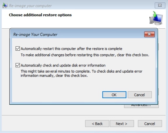 Windows system restore step