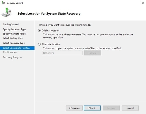 Windows system restore step