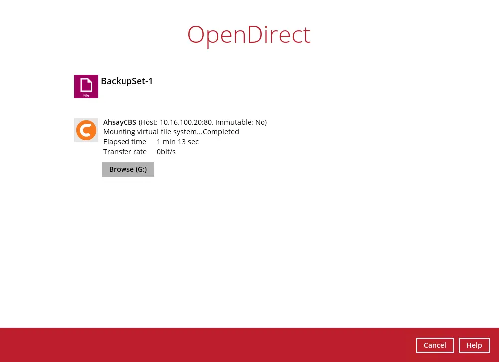Backup mounted as a drive