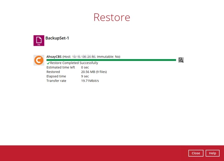 Restore completed successfully