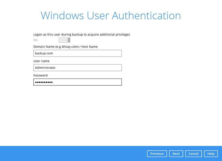 Hyper-V backup set step