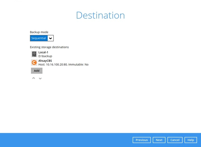 Microsoft 365 backup set step