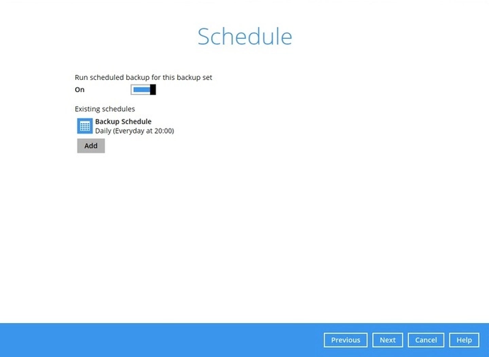 Windows system backup set step