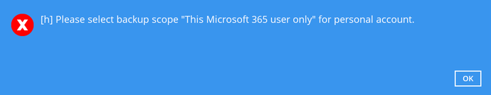 Microsoft 365 backup set step