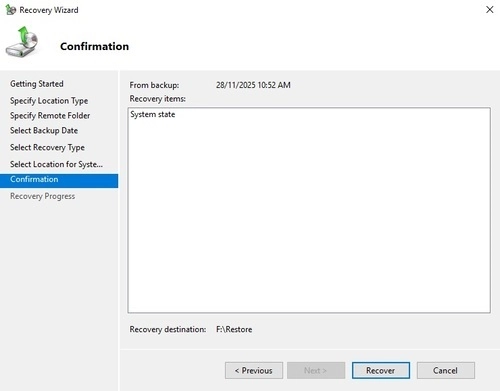 Windows system restore step