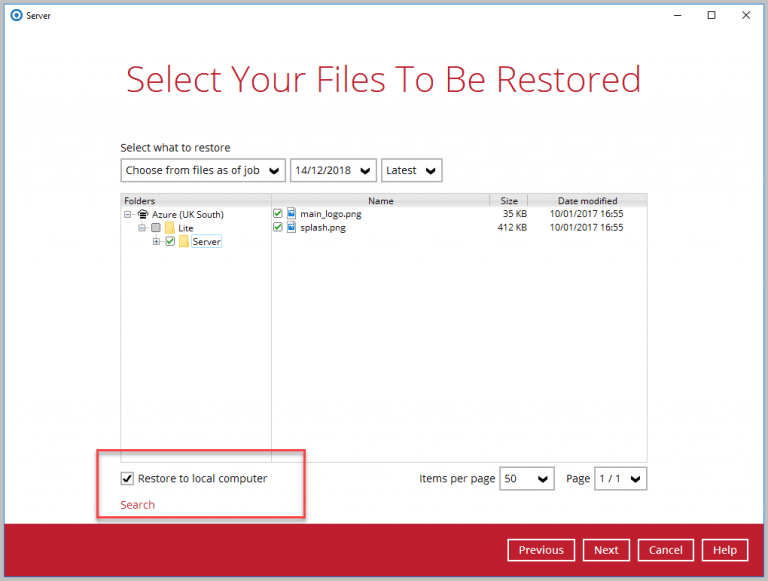 File to be restore