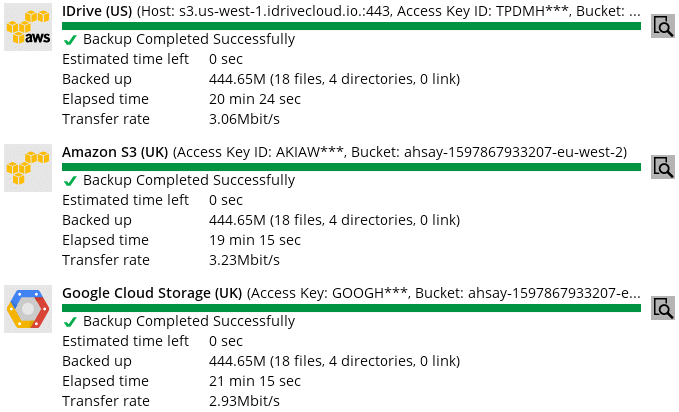 IDrive Amazon AWS S3 Google Cloud backup speed comparison