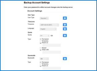 Backup account settings