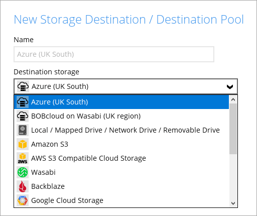 Adding Wasabi or B2 to a BOBcloud backup set