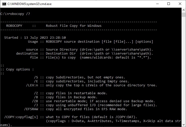 Xcopy vs Robocopy: Choosing the Perfect Copying Tool 3 Xcopy vs RoboCopy - Robocopy Help