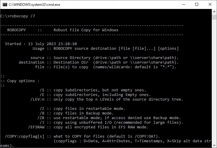 Xcopy vs RoboCopy - Robocopy Help