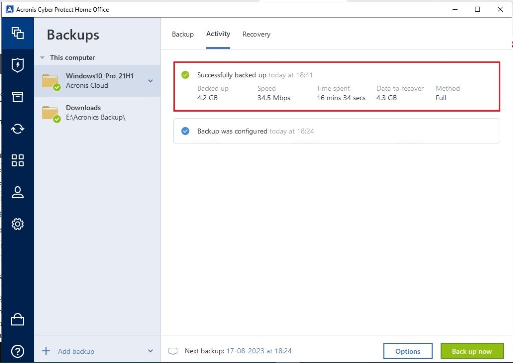 Acronis Backup Performance Speed