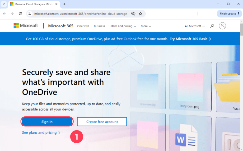 Login to OneDrive Web