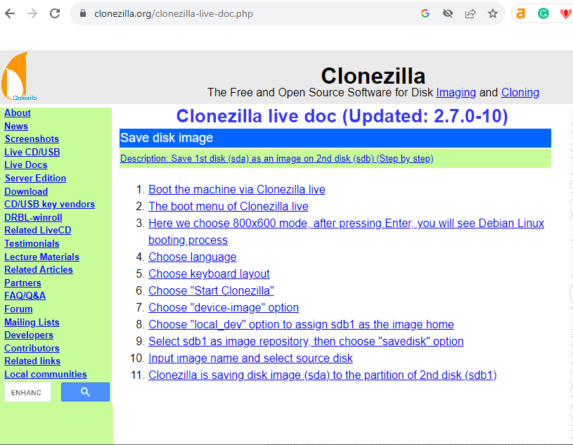 Clonezilla Live Doc