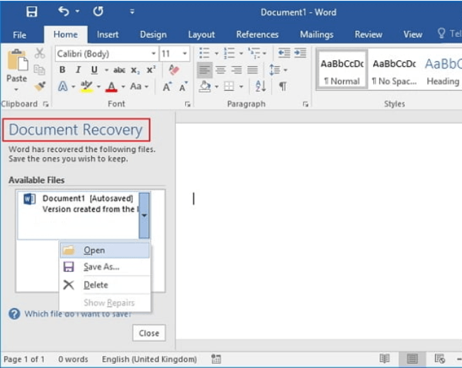 4 Easy Ways To Recover Unsaved Or Deleted Word Documents in 2023 3 Document Recovery - Microsoft Word Application