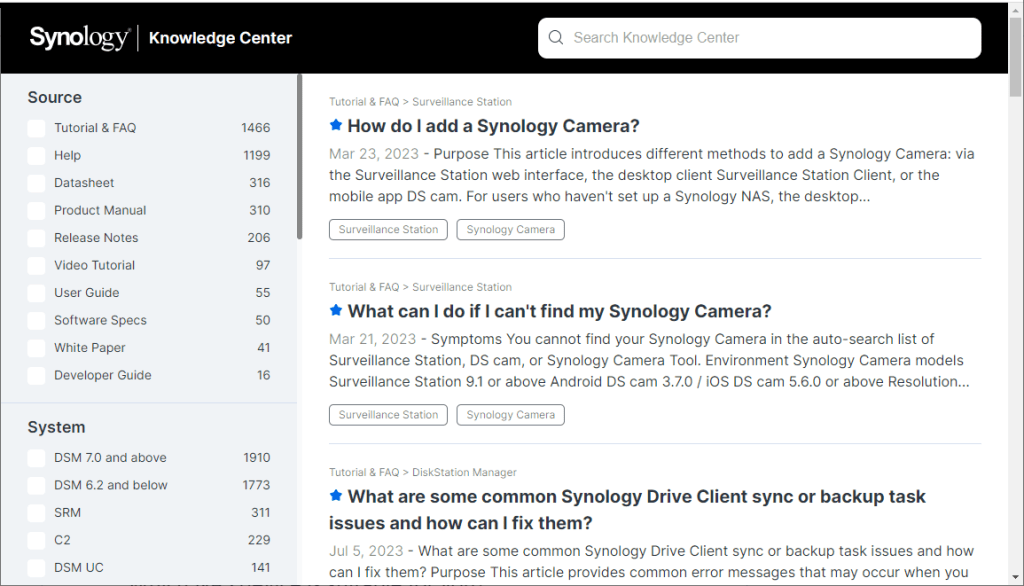 Synology Knowledge Center