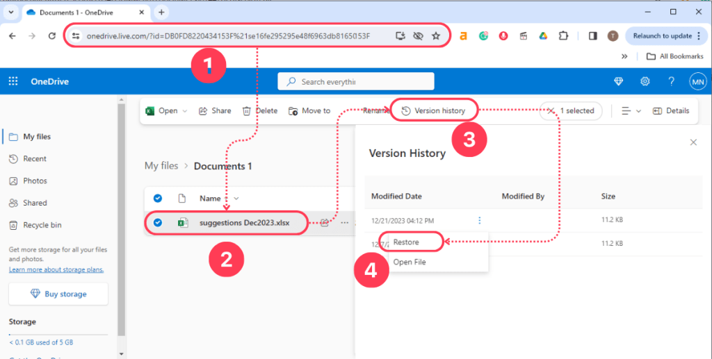 How to Restore Files in Microsoft 365 in OneDrive