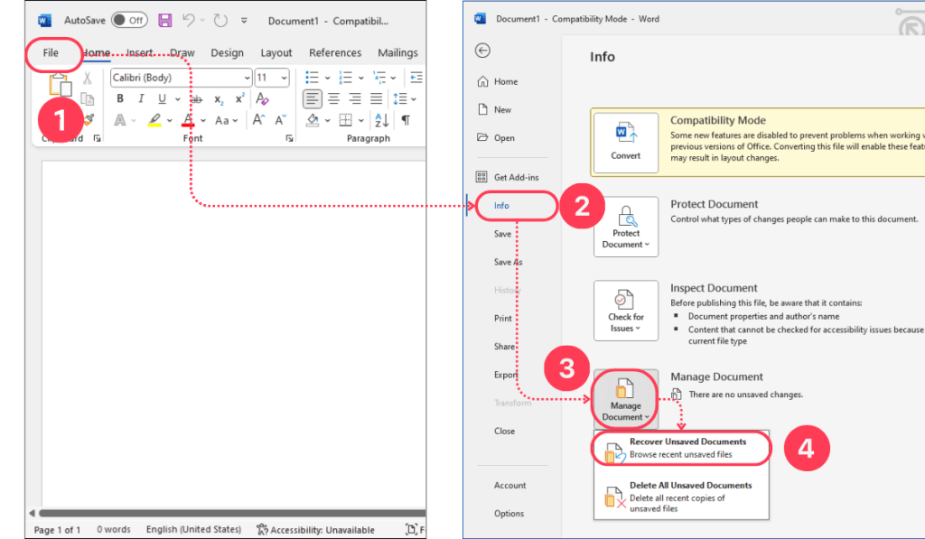 How to recover unsaved documents in Microsoft Words
