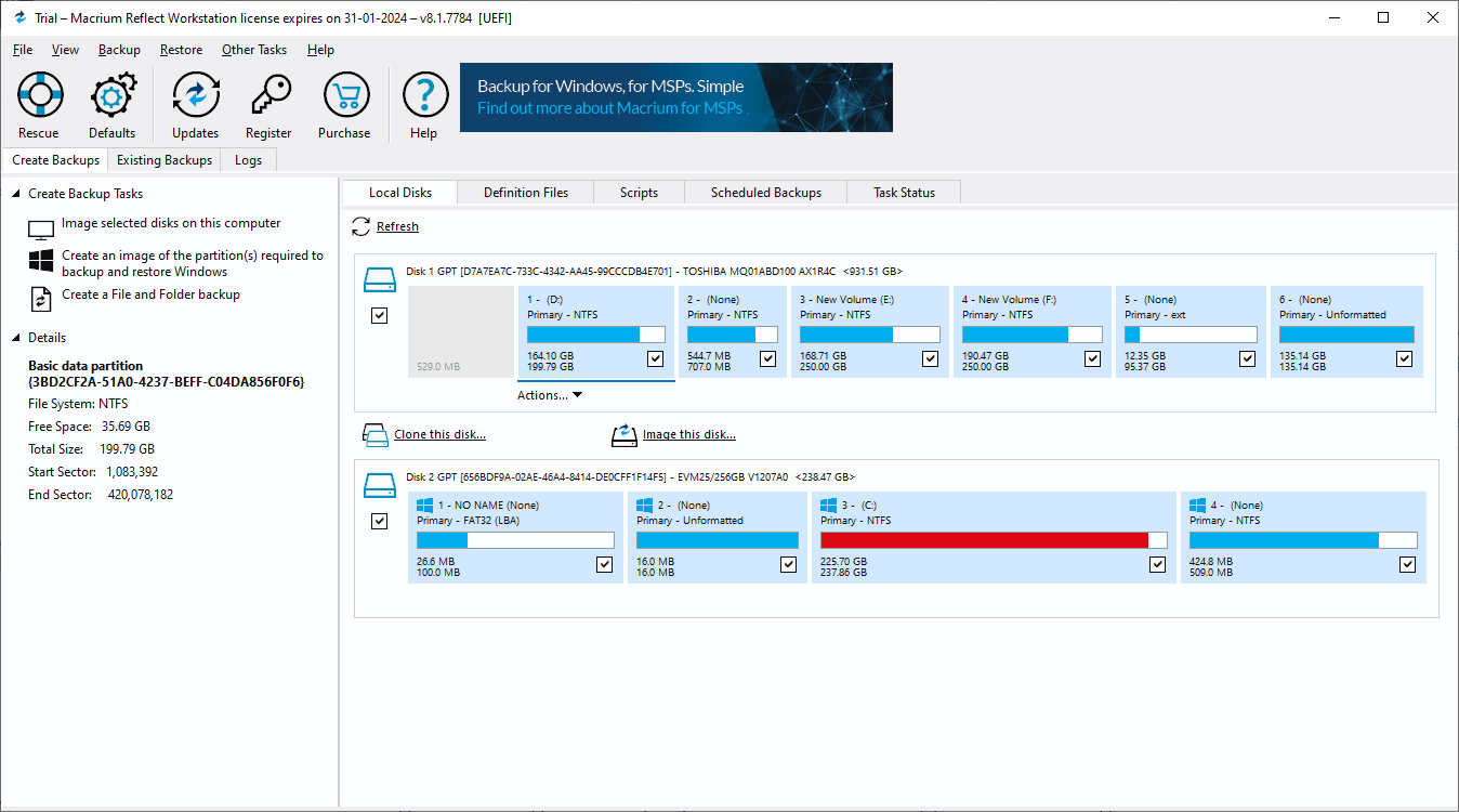 Macrium Reflect Features User Interface